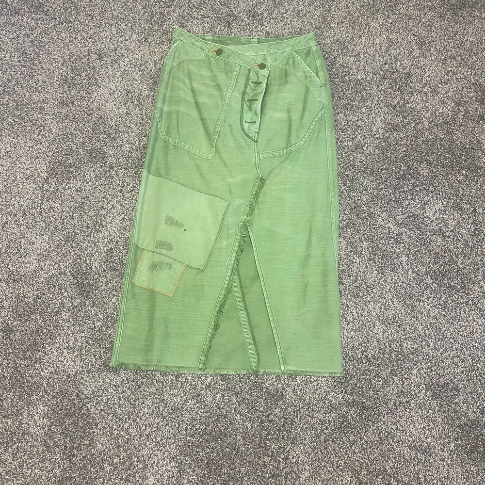 Free People Green Patchwork Pencil Skirt
